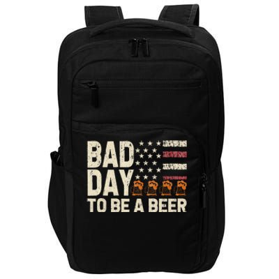 Retro Bad Day To Be A Bee.R Usa Flag Beer 4th Of July Impact Tech Backpack