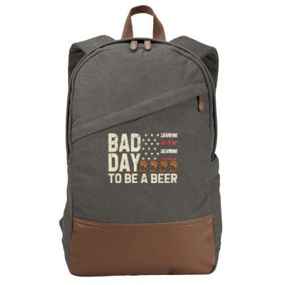 Retro Bad Day To Be A Bee.R Usa Flag Beer 4th Of July Cotton Canvas Backpack