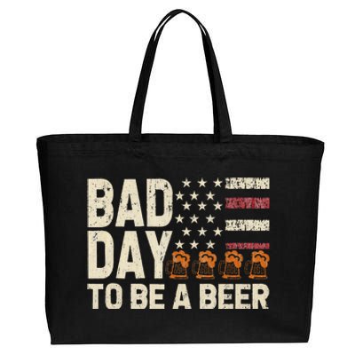 Retro Bad Day To Be A Bee.R Usa Flag Beer 4th Of July Cotton Canvas Jumbo Tote