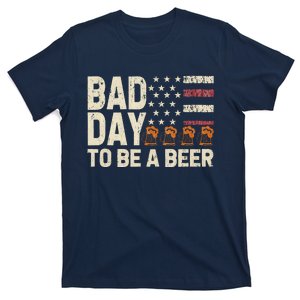 Retro Bad Day To Be A Bee.R Usa Flag Beer 4th Of July T-Shirt