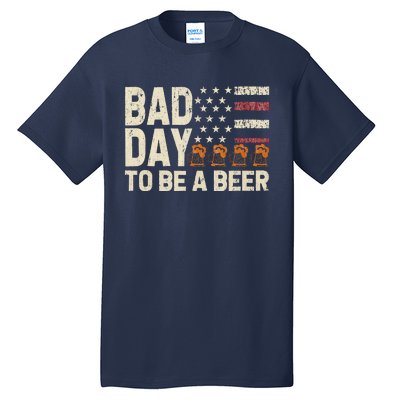 Retro Bad Day To Be A Bee.R Usa Flag Beer 4th Of July Tall T-Shirt