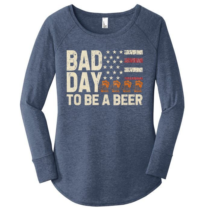 Retro Bad Day To Be A Bee.R Usa Flag Beer 4th Of July Women's Perfect Tri Tunic Long Sleeve Shirt