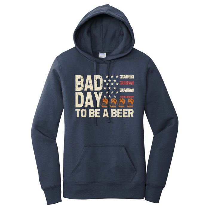 Retro Bad Day To Be A Bee.R Usa Flag Beer 4th Of July Women's Pullover Hoodie