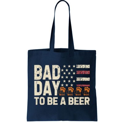 Retro Bad Day To Be A Bee.R Usa Flag Beer 4th Of July Tote Bag