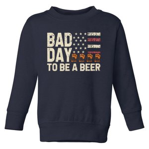 Retro Bad Day To Be A Bee.R Usa Flag Beer 4th Of July Toddler Sweatshirt