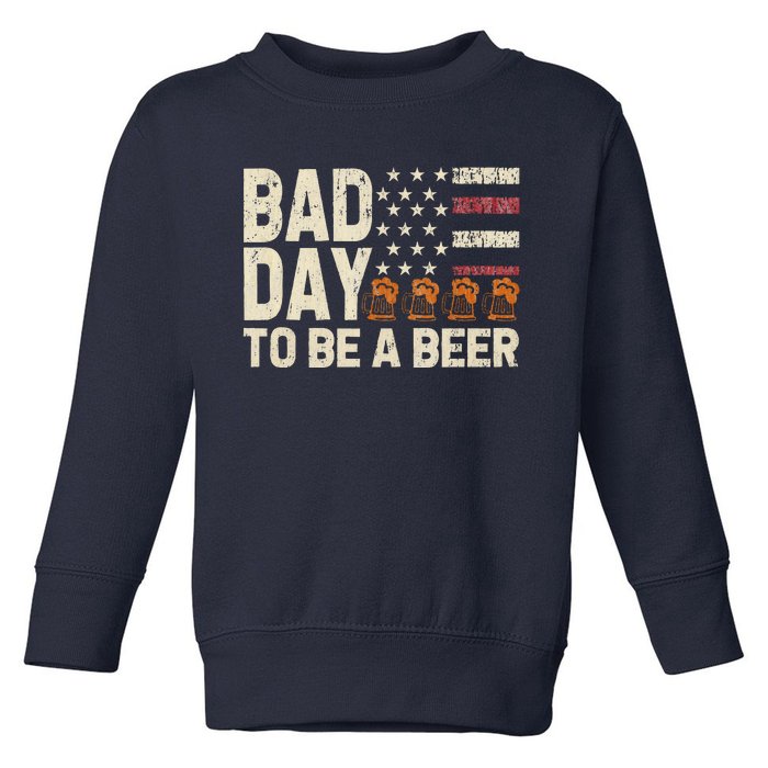 Retro Bad Day To Be A Bee.R Usa Flag Beer 4th Of July Toddler Sweatshirt