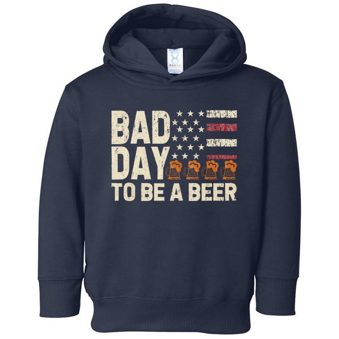 Retro Bad Day To Be A Bee.R Usa Flag Beer 4th Of July Toddler Hoodie