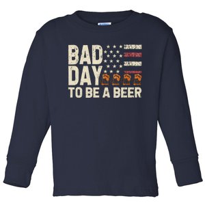 Retro Bad Day To Be A Bee.R Usa Flag Beer 4th Of July Toddler Long Sleeve Shirt