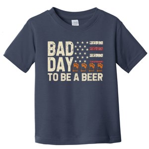 Retro Bad Day To Be A Bee.R Usa Flag Beer 4th Of July Toddler T-Shirt