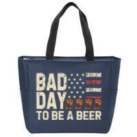 Retro Bad Day To Be A Bee.R Usa Flag Beer 4th Of July Zip Tote Bag