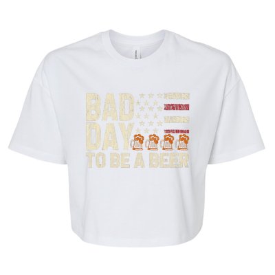 Retro Bad Day To Be A Bee.R Usa Flag Beer 4th Of July Bella+Canvas Jersey Crop Tee