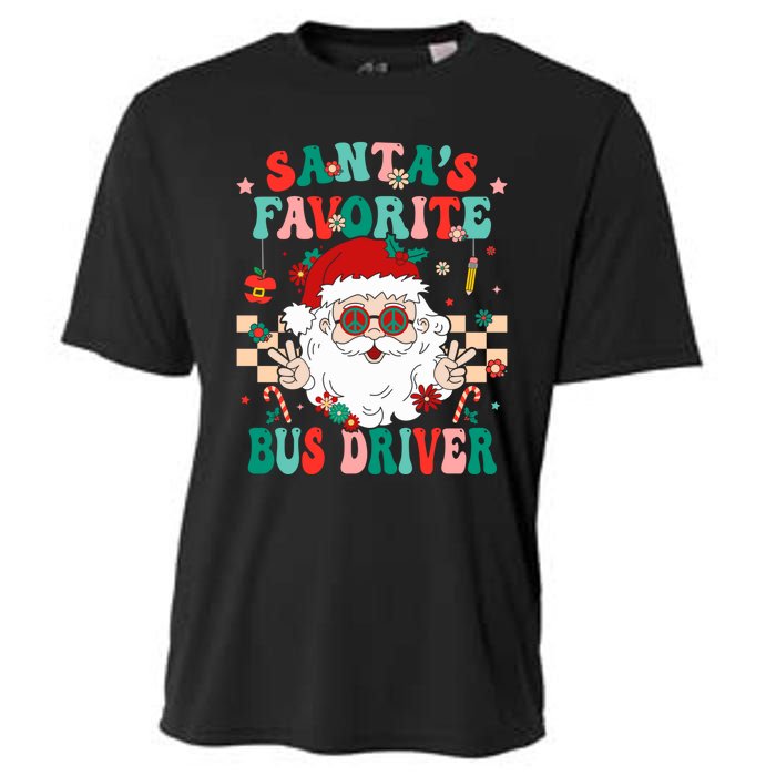 Retro Bus Driver Christmas Santa Favorite Bus Driver Cooling Performance Crew T-Shirt