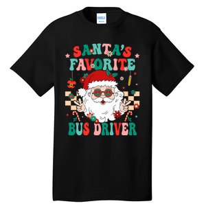 Retro Bus Driver Christmas Santa Favorite Bus Driver Tall T-Shirt