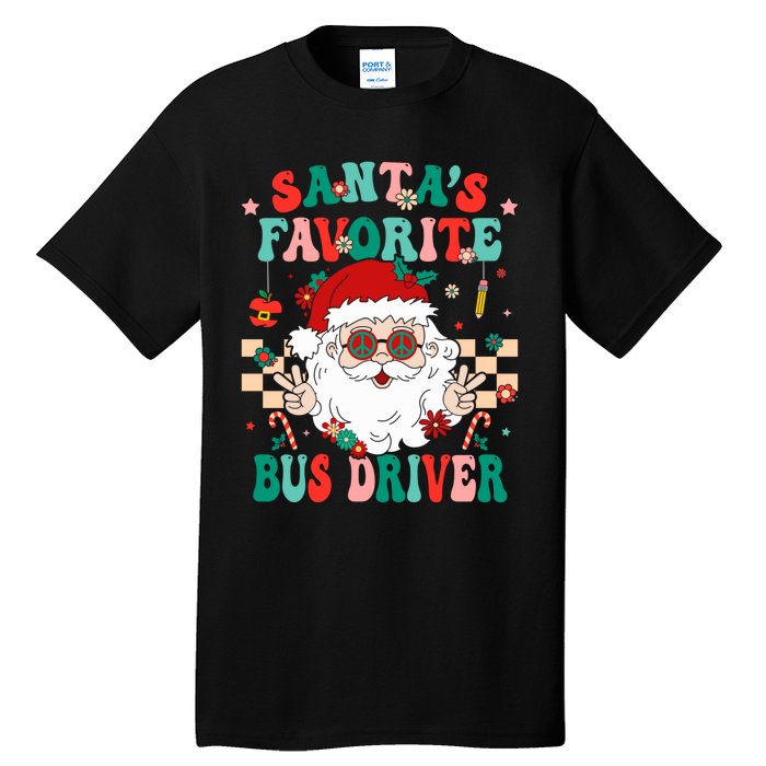 Retro Bus Driver Christmas Santa Favorite Bus Driver Tall T-Shirt