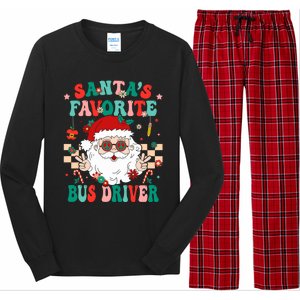 Retro Bus Driver Christmas Santa Favorite Bus Driver Long Sleeve Pajama Set