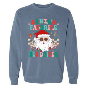 Retro Bus Driver Christmas Santa Favorite Bus Driver Garment-Dyed Sweatshirt