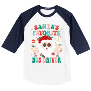 Retro Bus Driver Christmas Santa Favorite Bus Driver Baseball Sleeve Shirt