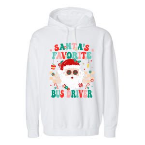 Retro Bus Driver Christmas Santa Favorite Bus Driver Garment-Dyed Fleece Hoodie