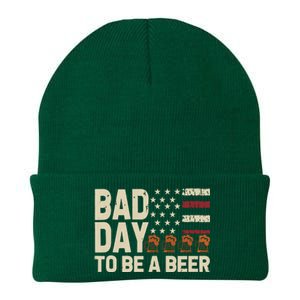 Retro Bad Day To Be Beer Usa Flag Beer 4th Of July Knit Cap Winter Beanie