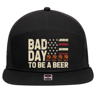 Retro Bad Day To Be Beer Usa Flag Beer 4th Of July 7 Panel Mesh Trucker Snapback Hat