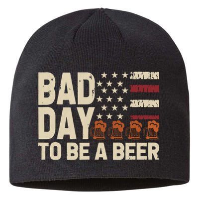 Retro Bad Day To Be Beer Usa Flag Beer 4th Of July Sustainable Beanie