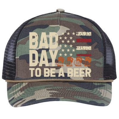 Retro Bad Day To Be Beer Usa Flag Beer 4th Of July Retro Rope Trucker Hat Cap