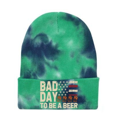 Retro Bad Day To Be Beer Usa Flag Beer 4th Of July Tie Dye 12in Knit Beanie