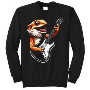 Rocker Bearded Dragon Playing Guitar Guitarist Music Band Sweatshirt