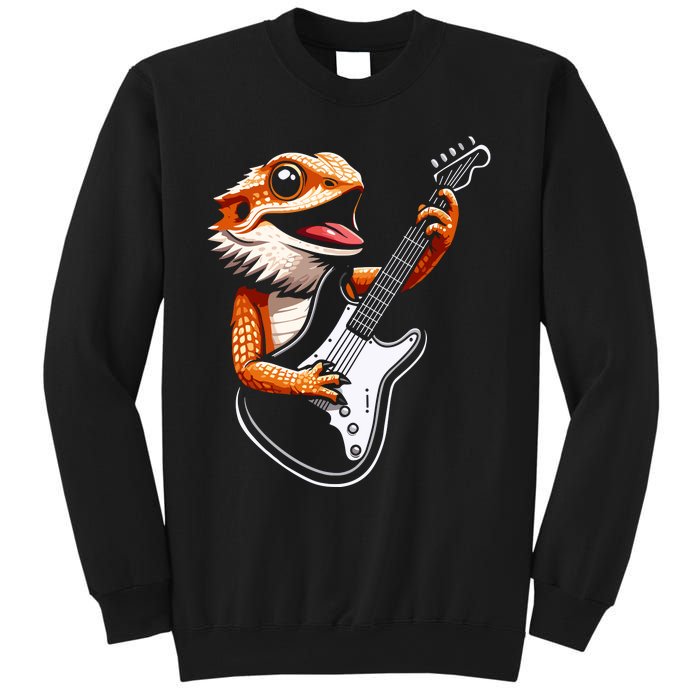 Rocker Bearded Dragon Playing Guitar Guitarist Music Band Sweatshirt