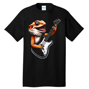 Rocker Bearded Dragon Playing Guitar Guitarist Music Band Tall T-Shirt