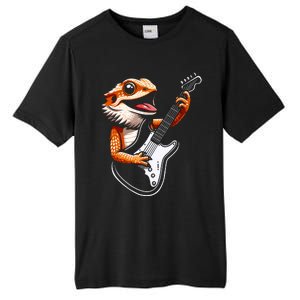 Rocker Bearded Dragon Playing Guitar Guitarist Music Band Tall Fusion ChromaSoft Performance T-Shirt