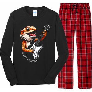 Rocker Bearded Dragon Playing Guitar Guitarist Music Band Long Sleeve Pajama Set