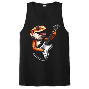 Rocker Bearded Dragon Playing Guitar Guitarist Music Band PosiCharge Competitor Tank