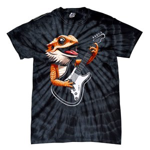 Rocker Bearded Dragon Playing Guitar Guitarist Music Band Tie-Dye T-Shirt