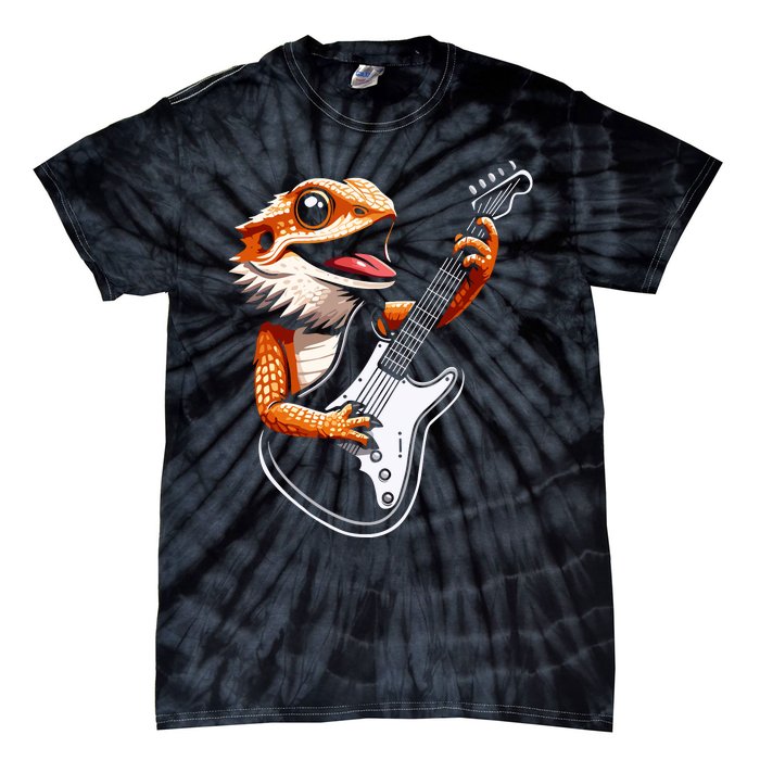 Rocker Bearded Dragon Playing Guitar Guitarist Music Band Tie-Dye T-Shirt