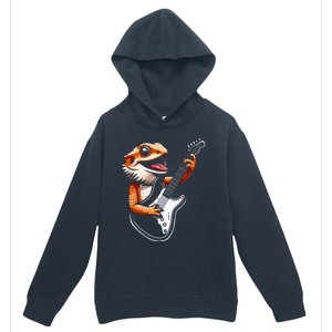 Rocker Bearded Dragon Playing Guitar Guitarist Music Band Urban Pullover Hoodie