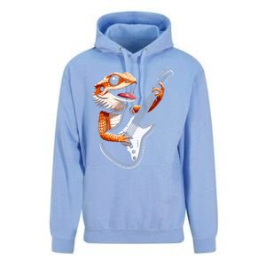 Rocker Bearded Dragon Playing Guitar Guitarist Music Band Unisex Surf Hoodie