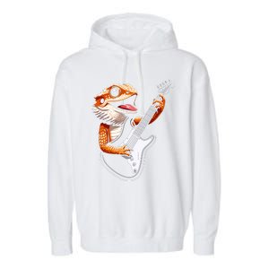 Rocker Bearded Dragon Playing Guitar Guitarist Music Band Garment-Dyed Fleece Hoodie