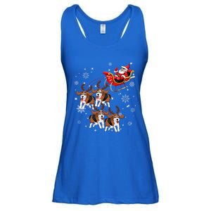 Reindeer Beagle Dog Pulling Santa Claus Sleigh Christmas Day Gift Ladies Essential Flowy Tank