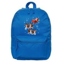 Reindeer Beagle Dog Pulling Santa Claus Sleigh Christmas Day Gift 16 in Basic Backpack