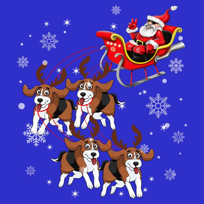 Reindeer Beagle Dog Pulling Santa Claus Sleigh Christmas Day Gift 16 in Basic Backpack