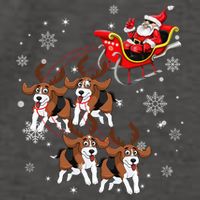 Reindeer Beagle Dog Pulling Santa Claus Sleigh Christmas Day Gift Vector Backpack