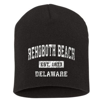 Rehoboth Beach Delaware De Vintage Established Sports Short Acrylic Beanie