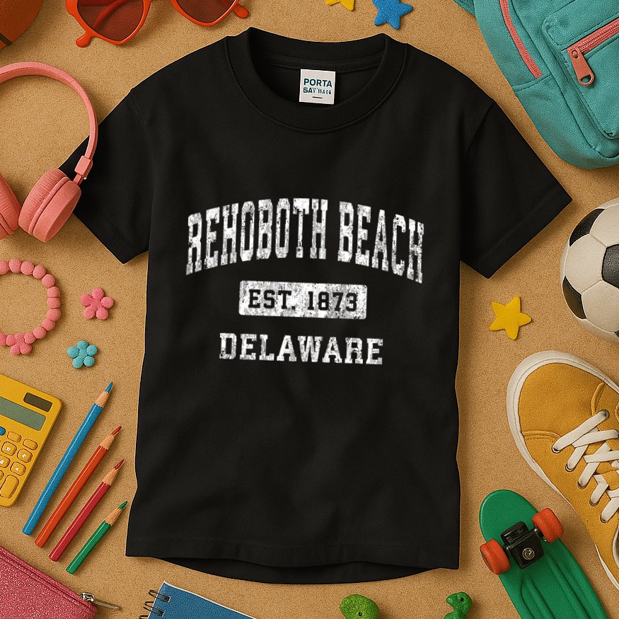 Rehoboth Beach Delaware De Vintage Established Sports Kids T-Shirt