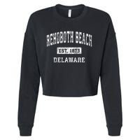 Rehoboth Beach Delaware De Vintage Established Sports Cropped Pullover Crew