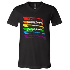 Rainbows Beautifully Designed Beautiful Promise V-Neck T-Shirt