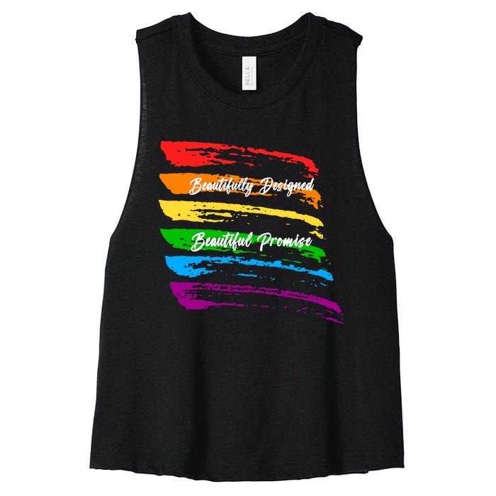 Rainbows Beautifully Designed Beautiful Promise Women's Racerback Cropped Tank