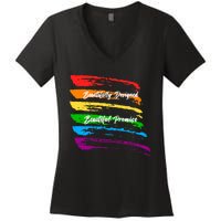 Rainbows Beautifully Designed Beautiful Promise Women's V-Neck T-Shirt