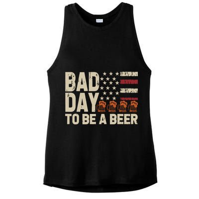 Retro Bad Day To Be Beer Usa Flag Beer 4th Of July Ladies PosiCharge Tri-Blend Wicking Tank