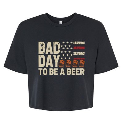 Retro Bad Day To Be Beer Usa Flag Beer 4th Of July Bella+Canvas Jersey Crop Tee